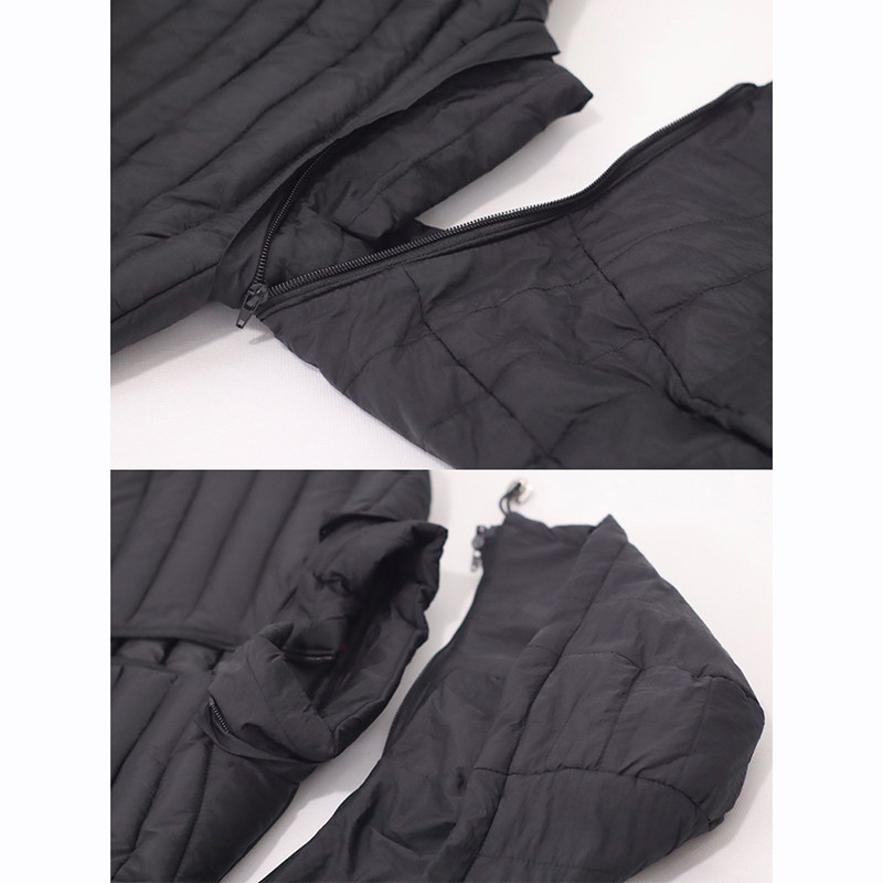 YISOLIFE sieviešu viegla polsterēta jaka vidēja garuma ziemas jakas ar kabatām stepēts mētelis ar noņemamu kapuci