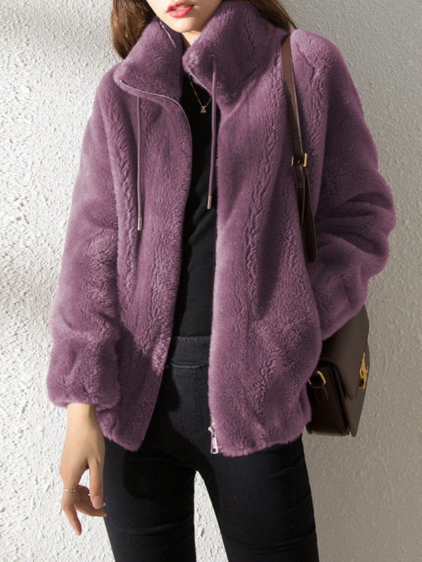 Žiemos moteriškas „Casusl“ pastorintas paltas, madinga moteriška trumpa apykaklė „Femme“ dvipusis aksominis paltas kailinė striukė