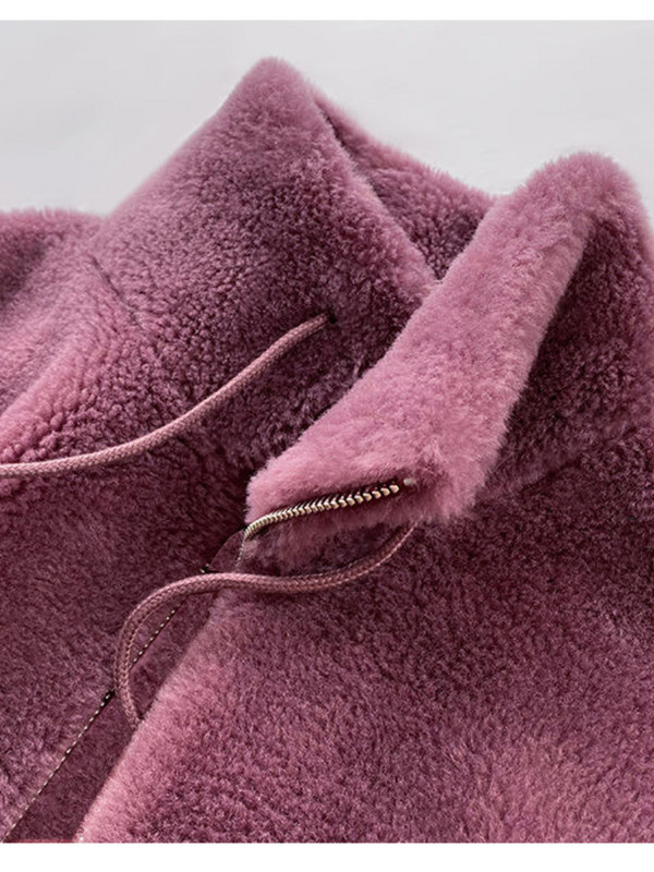 Žiemos moteriškas „Casusl“ pastorintas paltas, madinga moteriška trumpa apykaklė „Femme“ dvipusis aksominis paltas kailinė striukė