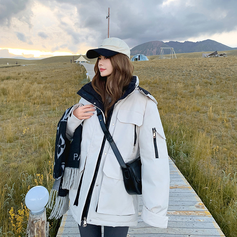 Haine pentru femei Jachete 2023 Iarna Nouă mare coreeană scurtă din bumbac Parka din puf haină îngroșată, rezistentă la vânt, îmbrăcăminte exterioară largi, caldă