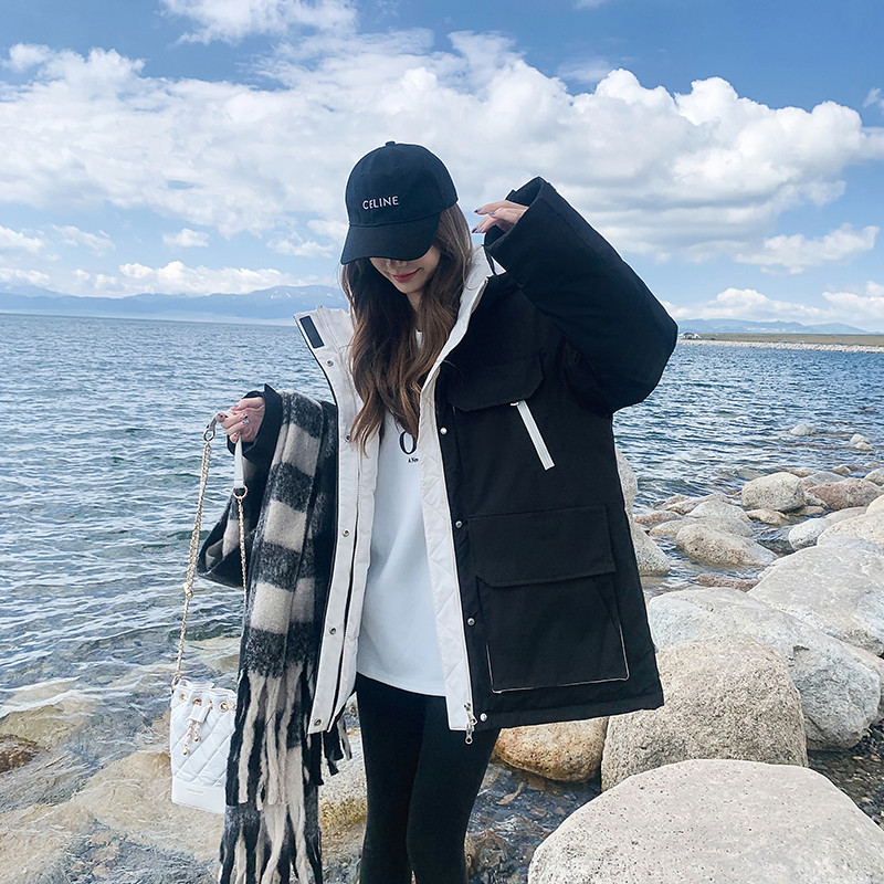 Haine pentru femei Jachete 2023 Iarna Nouă mare coreeană scurtă din bumbac Parka din puf haină îngroșată, rezistentă la vânt, îmbrăcăminte exterioară largi, caldă