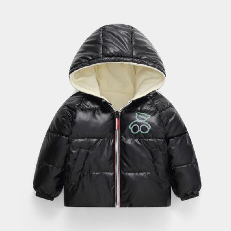 Ziemas plīša silta jaka ar kapuci zēniem meitenēm 2-8 gadus veciem dūnu mētelis ar korejiešu versiju 2023 modes jauns bērnu apģērbs