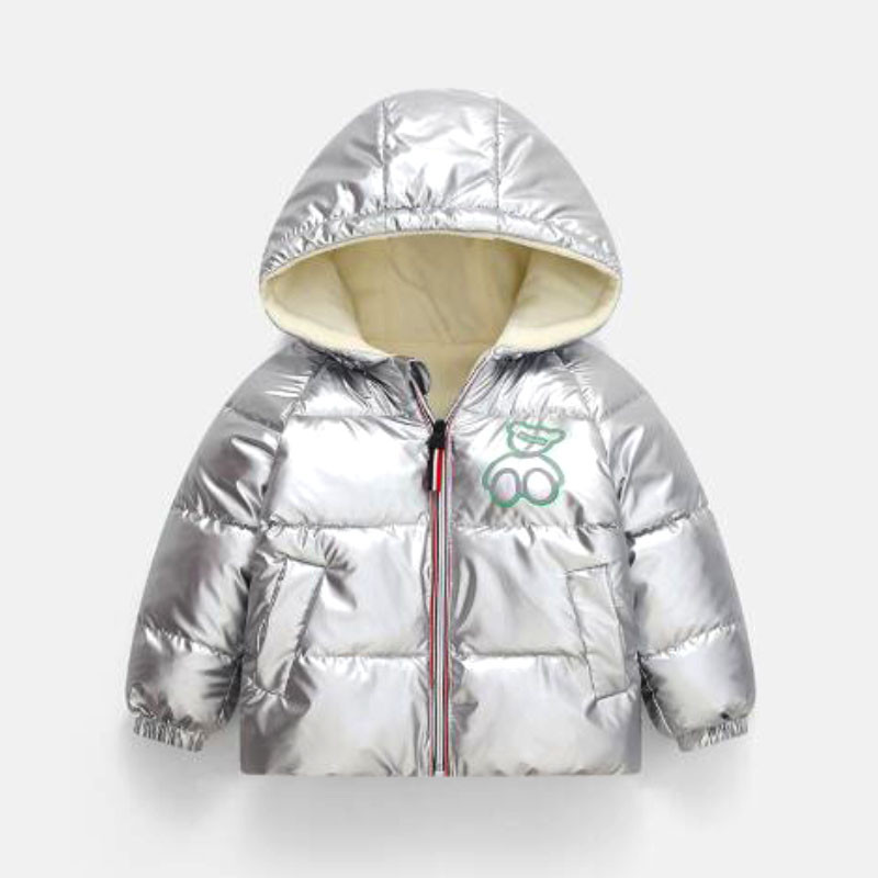 Ziemas plīša silta jaka ar kapuci zēniem meitenēm 2-8 gadus veciem dūnu mētelis ar korejiešu versiju 2023 modes jauns bērnu apģērbs