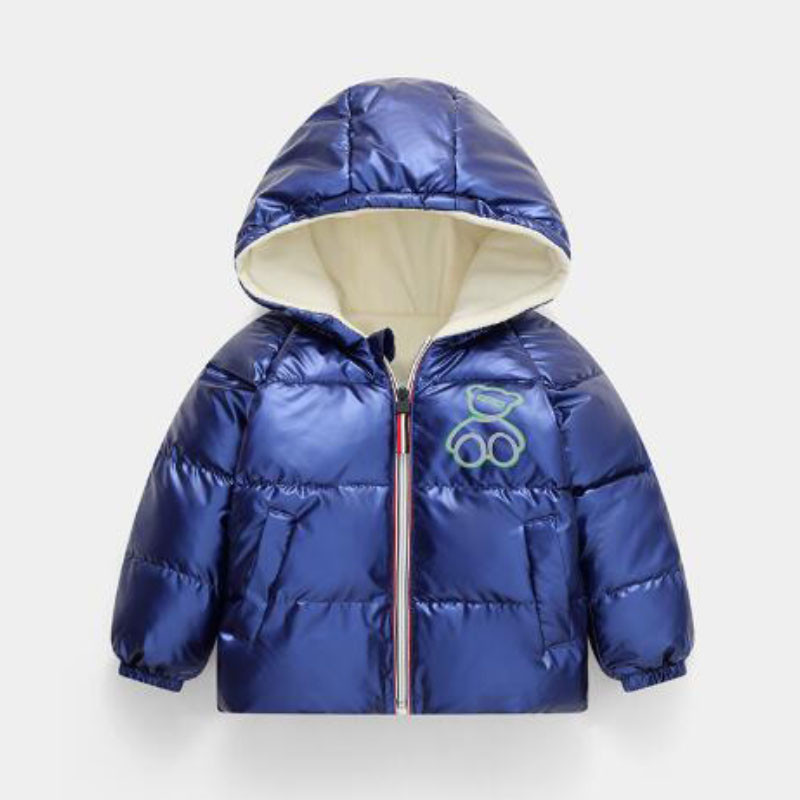 Ziemas plīša silta jaka ar kapuci zēniem meitenēm 2-8 gadus veciem dūnu mētelis ar korejiešu versiju 2023 modes jauns bērnu apģērbs