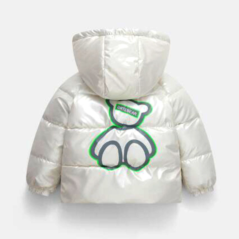 Ziemas plīša silta jaka ar kapuci zēniem meitenēm 2-8 gadus veciem dūnu mētelis ar korejiešu versiju 2023 modes jauns bērnu apģērbs
