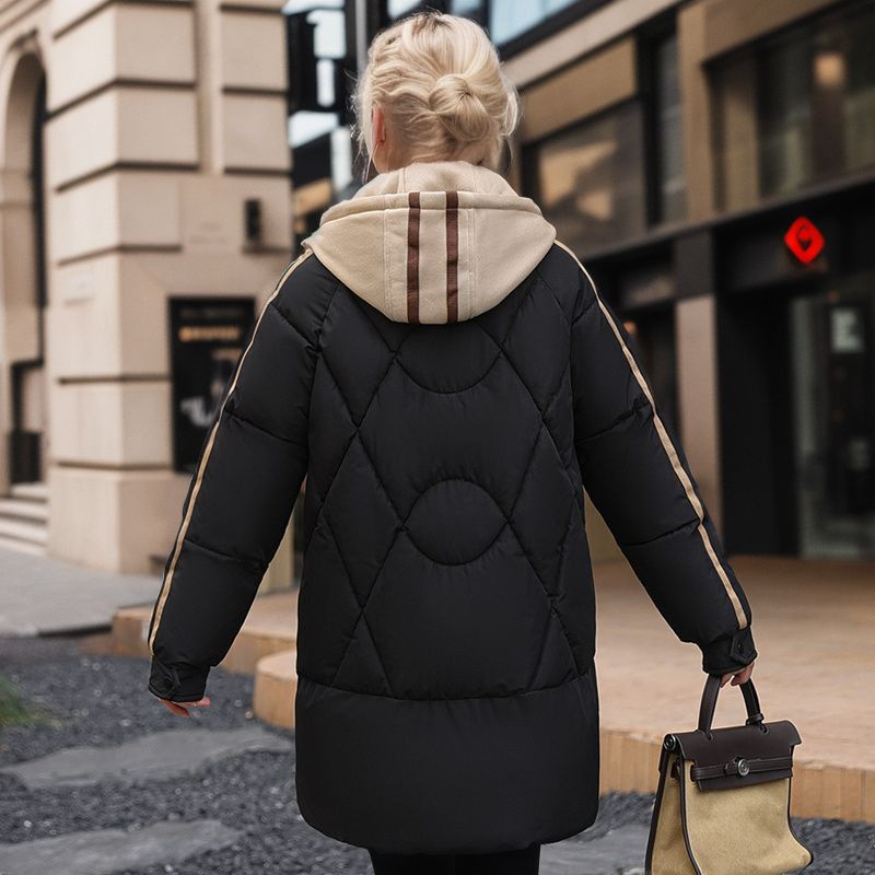 2023, iarnă pentru femei, jachetă din bumbac, jachetă pentru femei, nouă, îngroșată, caldă, falsă, în două bucăți, parka lungă cu fermoar