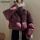 Bread Down Parkas Mēteļi Sievietēm Īsi Brīvi Šiki Vispārpiemērots Statīvs Apkakles Rāvējslēdzējs Ulzzang Biezs Rudens Ziemas Sieviešu Mode Burvīgs