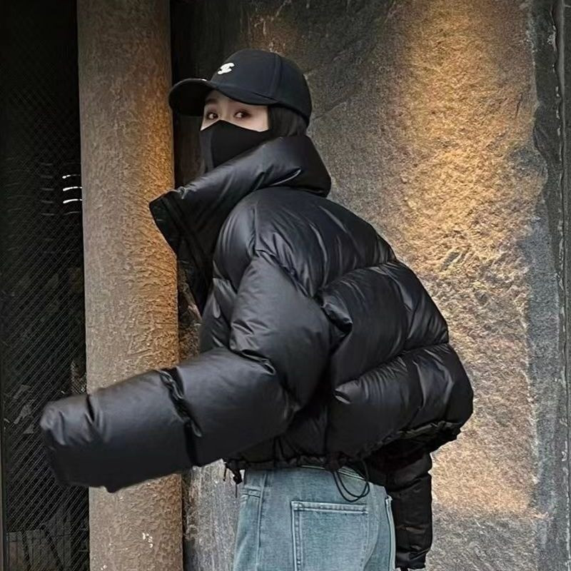 Bread Down Parkas Mēteļi Sievietēm Īsi Brīvi Šiki Vispārpiemērots Statīvs Apkakles Rāvējslēdzējs Ulzzang Biezs Rudens Ziemas Sieviešu Mode Burvīgs