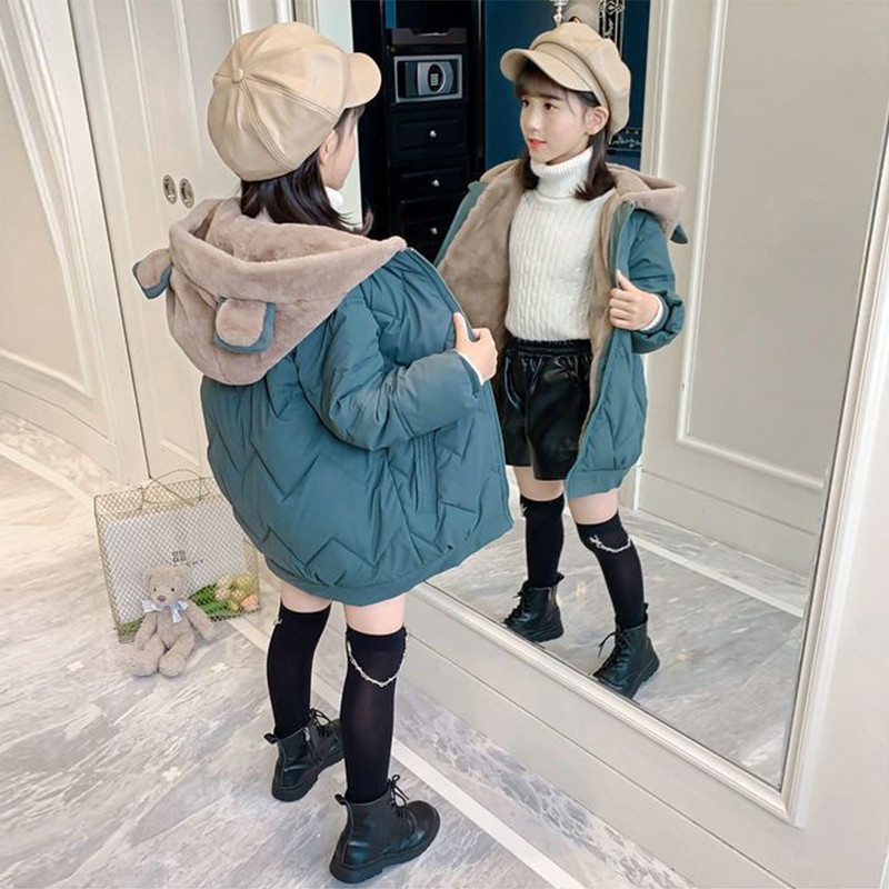6 8 10 12 14 ani, haină pentru fete mari, plus jachetă caldă de iarnă din catifea pentru fete, la modă, cu glugă, parkas lungi, îmbrăcăminte exterioară pentru copii