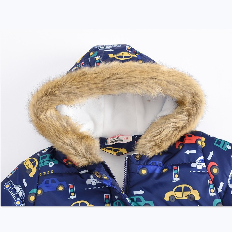 Jachetă cu glugă din catifea de iarnă pentru copii, pentru băieți, haine groase și calde, cu imprimeu de mașini, cu fermoar, îmbrăcăminte exterioară de înaltă calitate, ocazional
