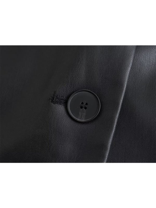 TRAF didelio dydžio juodos dirbtinės odos paltas moterims, 2023 m. senovinis atvartas PU vėjo striukė Madinga moteriška Naujausi ilga viršutiniai drabužiai