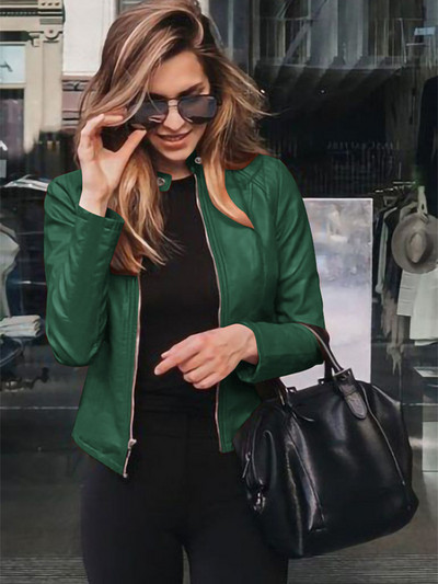 Jachetă scurtă din piele PU, la modă 2023, pentru femei, Blazere, primăvară, toamnă, cu fermoar, subțire, îmbrăcăminte mică, pentru femei, din piele, pentru moto topuri S-5XL