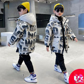 2023 Zēnu kokvilnas polsterēti apģērbi Jauni ziemas apģērbi Bērnu jaka biezināts mētelis Bērnu īss dūnu mētelis ar kokvilnas polsterējumu W37