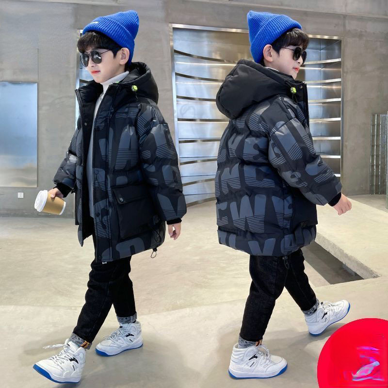 2023 Zēnu kokvilnas polsterēti apģērbi Jauni ziemas apģērbi Bērnu jaka biezināts mētelis Bērnu īss dūnu mētelis ar kokvilnas polsterējumu W37