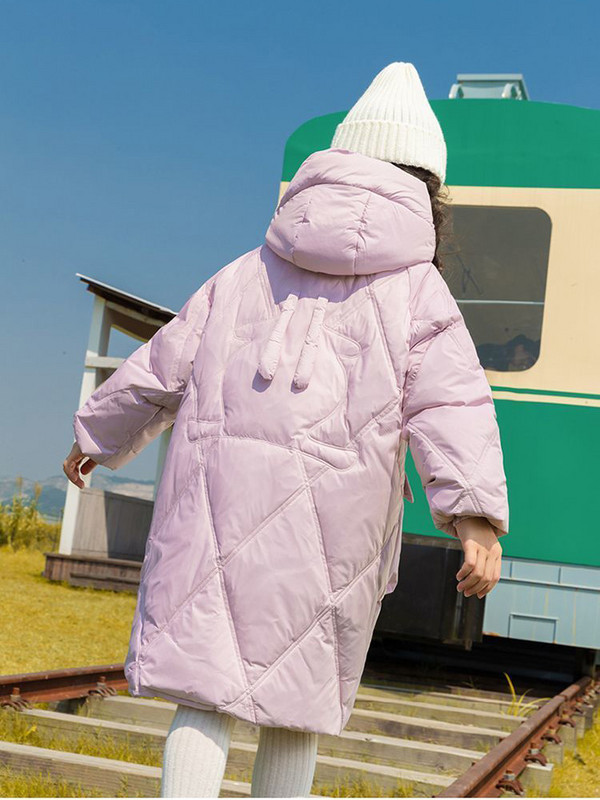 Korėjietiško stiliaus mergaičių ilgi parkai žieminiai stori kasdieniai su gobtuvu medvilninė šilta striukė vaikams užtrauktukas juodas chaki spalvos vaikiškas paltas XMP389