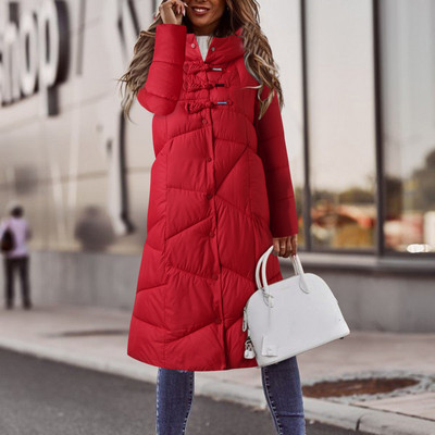 Jachetă Parka pentru damă, ocazională, de culoare solidă, cu un singur buton, căptușite, haine calde de toamnă și iarnă.