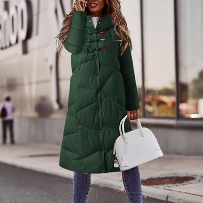 Jachetă Parka pentru damă, ocazională, de culoare solidă, cu un singur buton, căptușite, haine calde de toamnă și iarnă.