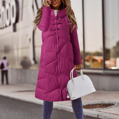 Jachetă Parka pentru damă, ocazională, de culoare solidă, cu un singur buton, căptușite, haine calde de toamnă și iarnă.