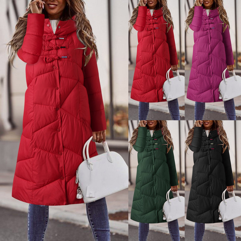 Jachetă Parka pentru damă, ocazională, de culoare solidă, cu un singur buton, căptușite, haine calde de toamnă și iarnă.