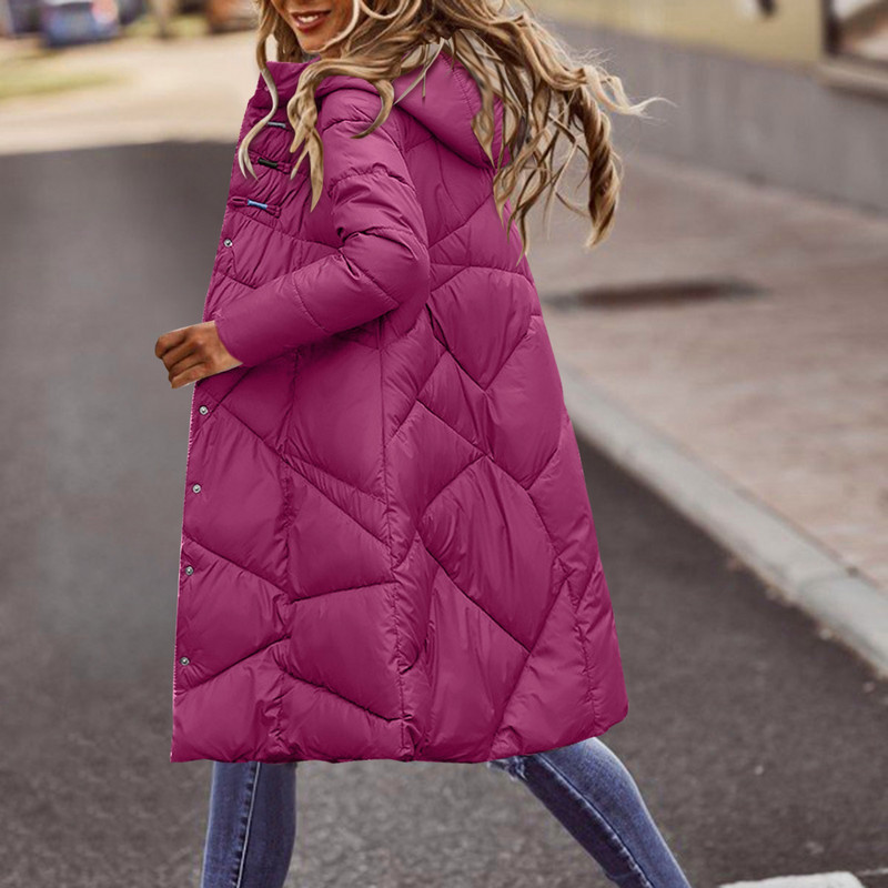 Jachetă Parka pentru damă, ocazională, de culoare solidă, cu un singur buton, căptușite, haine calde de toamnă și iarnă.