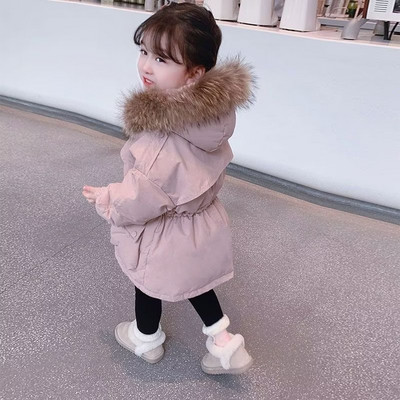 Jachete de iarnă, cu glugă, blană artificială, haină caldă, Parka pentru fată, pentru copii, haină pentru fete 2 3 4 5 6 7 8 ani