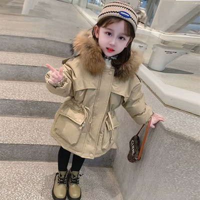 Jachete de iarnă, cu glugă, blană artificială, haină caldă, Parka pentru fată, pentru copii, haină pentru fete 2 3 4 5 6 7 8 ani