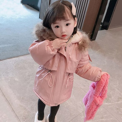 Jachete de iarnă, cu glugă, blană artificială, haină caldă, Parka pentru fată, pentru copii, haină pentru fete 2 3 4 5 6 7 8 ani