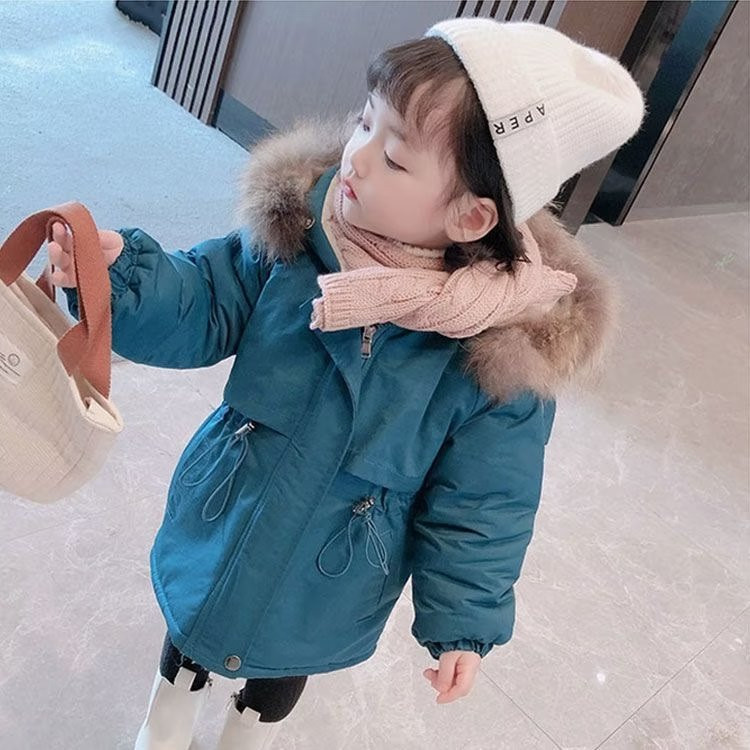 Jachete de iarnă, cu glugă, blană artificială, haină caldă, Parka pentru fată, pentru copii, haină pentru fete 2 3 4 5 6 7 8 ani