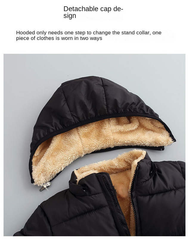 Băieți Copii Fată Jachetă căptușită din lână de iarnă Jachetă pentru copii de culoare solidă cu glugă Jachetă din bumbac pentru copii Haine de iarnă pentru copii