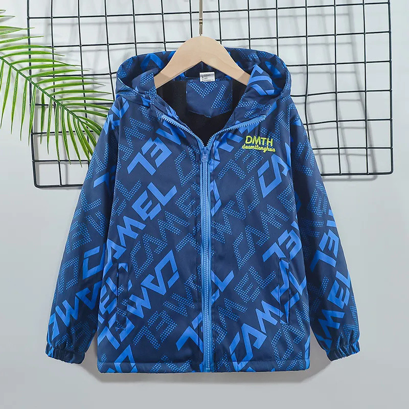Toamnă Copii Rezistent la vânt Impermeabil Sport în aer liber Băieți Jachetă cu glugă Top iarnă Fleece haine calde îmbrăcăminte jachetă de vânt