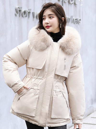 Nová zimná bunda pre ženy 2023, voľná, tenká, teplá, s kapucňou, zimná bunda pre ženy, kórejská móda, parky, zimné oblečenie pre ženy, kabáty