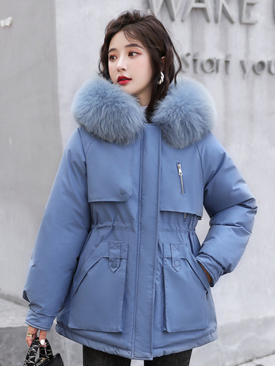 Nová zimná bunda pre ženy 2023, voľná, tenká, teplá, s kapucňou, zimná bunda pre ženy, kórejská móda, parky, zimné oblečenie pre ženy, kabáty