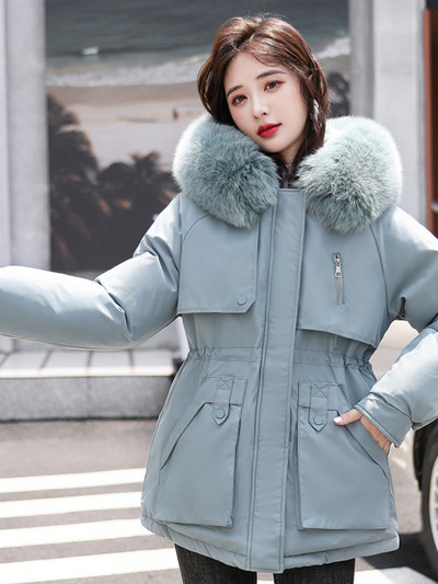 Nová zimná bunda pre ženy 2023, voľná, tenká, teplá, s kapucňou, zimná bunda pre ženy, kórejská móda, parky, zimné oblečenie pre ženy, kabáty