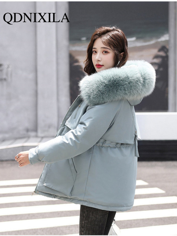 Nová zimná bunda pre ženy 2023, voľná, tenká, teplá, s kapucňou, zimná bunda pre ženy, kórejská móda, parky, zimné oblečenie pre ženy, kabáty