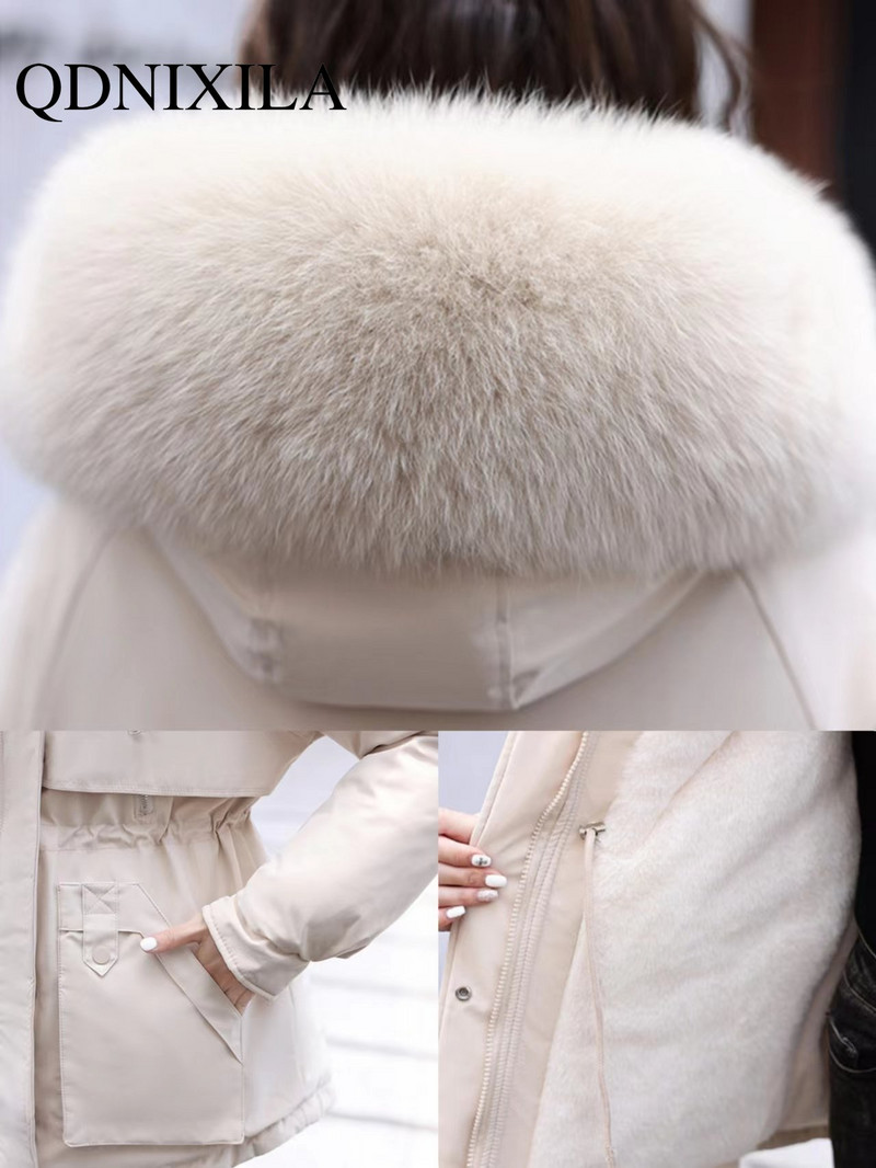 Nová zimná bunda pre ženy 2023, voľná, tenká, teplá, s kapucňou, zimná bunda pre ženy, kórejská móda, parky, zimné oblečenie pre ženy, kabáty