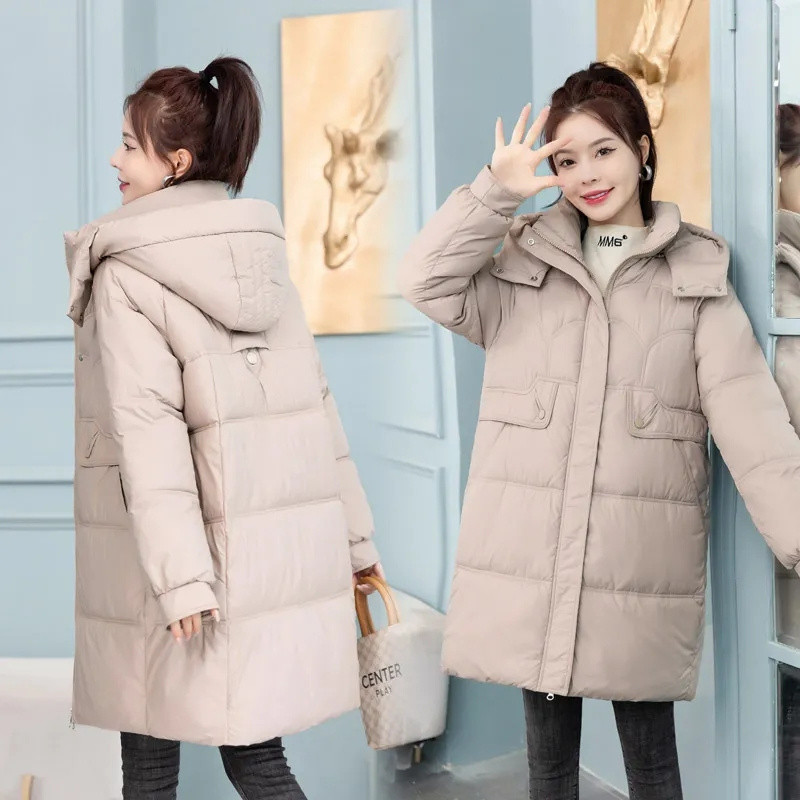 2023, haine noi de iarnă pentru femei, jachetă lungă din bumbac, cu fermoar, șorț largi, șorț negru gros, parka, îmbrăcăminte exterioară rezistentă la vânt