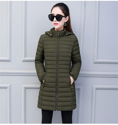 2022. gada jauna lielizmēra viegla polsterēta jaka ziemas sievietēm ar noņemamu kapuci, silti kokvilnas apģērbi, lielizmēra L-6XL garie parki