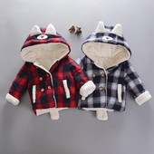 Păstrați-vă cald Toamna Iarnă Băieți Paltoane Bumbac Îngroșa Jacheta Bebeluș Moda În carouri Cu glugă Îmbrăcăminte exterioară pentru copii 1 2 3 4 Ani Haine pentru copii