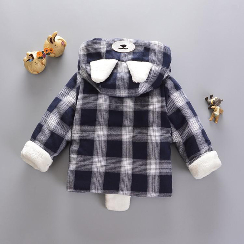 Păstrați-vă cald Toamna Iarnă Băieți Paltoane Bumbac Îngroșa Jacheta Bebeluș Moda În carouri Cu glugă Îmbrăcăminte exterioară pentru copii 1 2 3 4 Ani Haine pentru copii