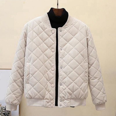 Jachetă de puf de damă supradimensionată, ocazională, în carouri, de culoare solidă, jachetă căptușită cu mânecă lungă, toamnă și iarnă