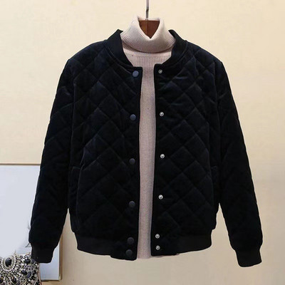 Jachetă de puf de damă supradimensionată, ocazională, în carouri, de culoare solidă, jachetă căptușită cu mânecă lungă, toamnă și iarnă