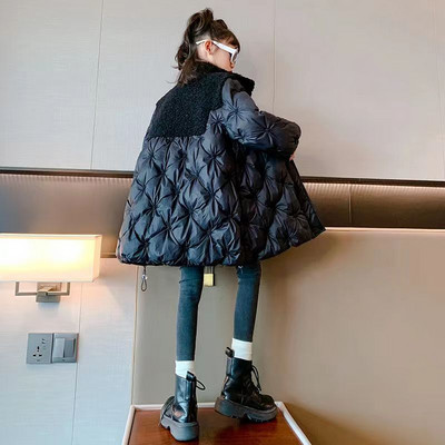 Nagy lány dzseki őszi és téli melegen tartó divat parkok hosszú stílusú cipzáros tinédzser lányok felsőruházata gyerekruhák 5-14 éves korig