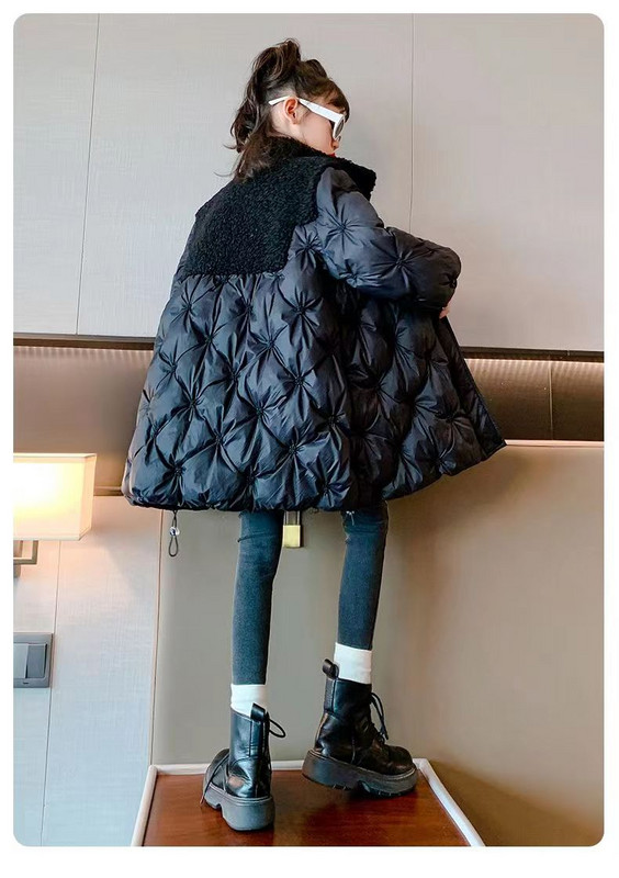 Nagy lány dzseki őszi és téli melegen tartó divat parkok hosszú stílusú cipzáros tinédzser lányok felsőruházata gyerekruhák 5-14 éves korig