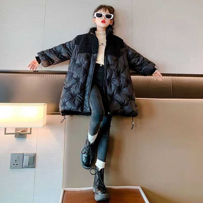 Nagy lány dzseki őszi és téli melegen tartó divat parkok hosszú stílusú cipzáros tinédzser lányok felsőruházata gyerekruhák 5-14 éves korig