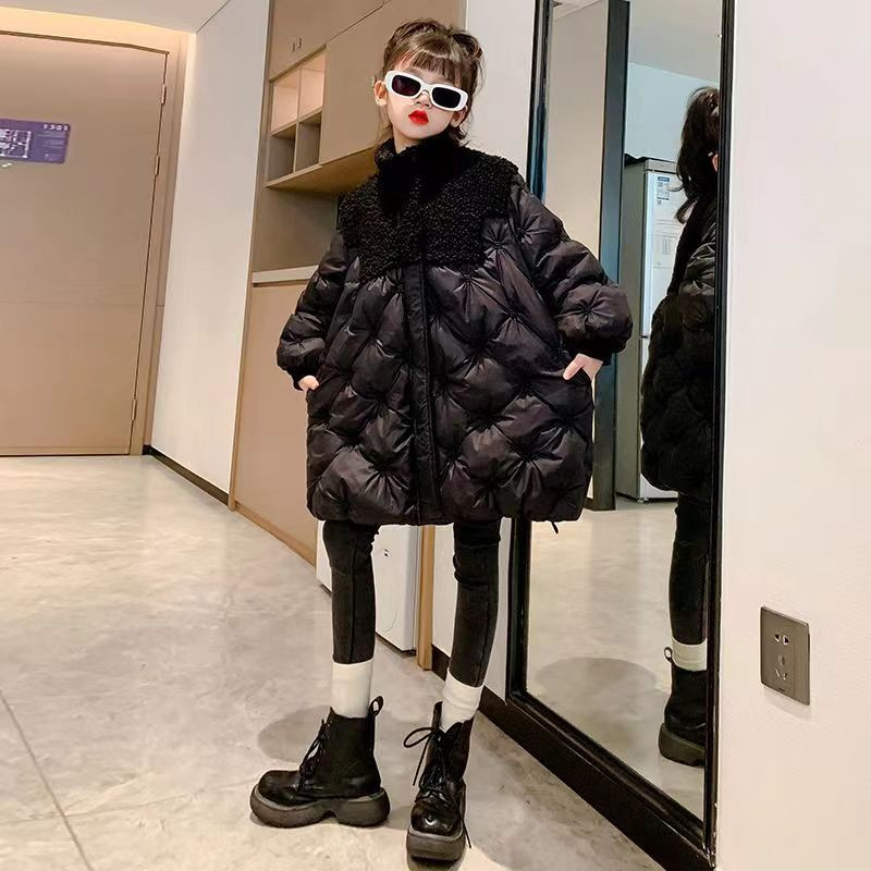 Nagy lány dzseki őszi és téli melegen tartó divat parkok hosszú stílusú cipzáros tinédzser lányok felsőruházata gyerekruhák 5-14 éves korig