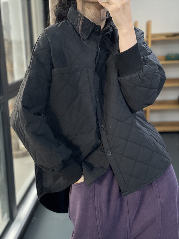 Liela izmēra rudens ziemas jauns kokvilnas krekls mētelis sieviešu rūtains Modis sieviešu jakas ikdienišķas brīvas garām piedurknēm sieviešu jakas mēteļi 2023