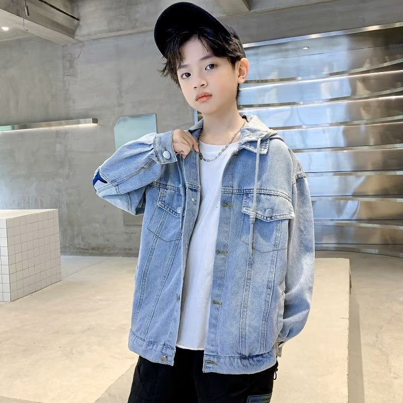 Korea lapsed poisid teksajakid puuvillased teismeliste kapuutsiga teksad Kapuutsiga jakk Kirjatrükk Kevadriided 4 6 8 12 16 aastat vana