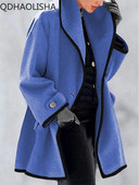 Palton pentru femei la modă, toamnă, multicoloră, cu gât rotund, haine largi cu glugă, haine de culoare uni, jachetă de iarnă pentru femei, îmbrăcăminte exterioară 2023