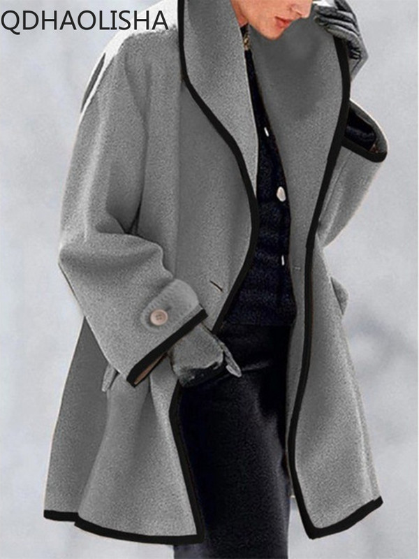 Palton pentru femei la modă, toamnă, multicoloră, cu gât rotund, haine largi cu glugă, haine de culoare uni, jachetă de iarnă pentru femei, îmbrăcăminte exterioară 2023