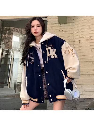 Jachete și paltoane brodate cu litere retro americane pentru femei Y2K Street Hip Hop Trend Baseball Harajuku Jachetă lejeră